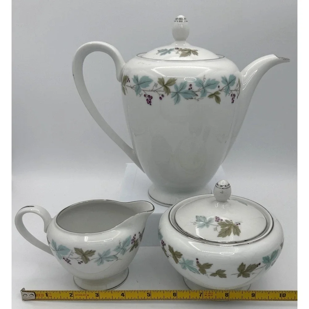 Vintage Fine China Japan 6701 Teapot Creamer & Sugar Bowl Schoenfeld 1967 EUC